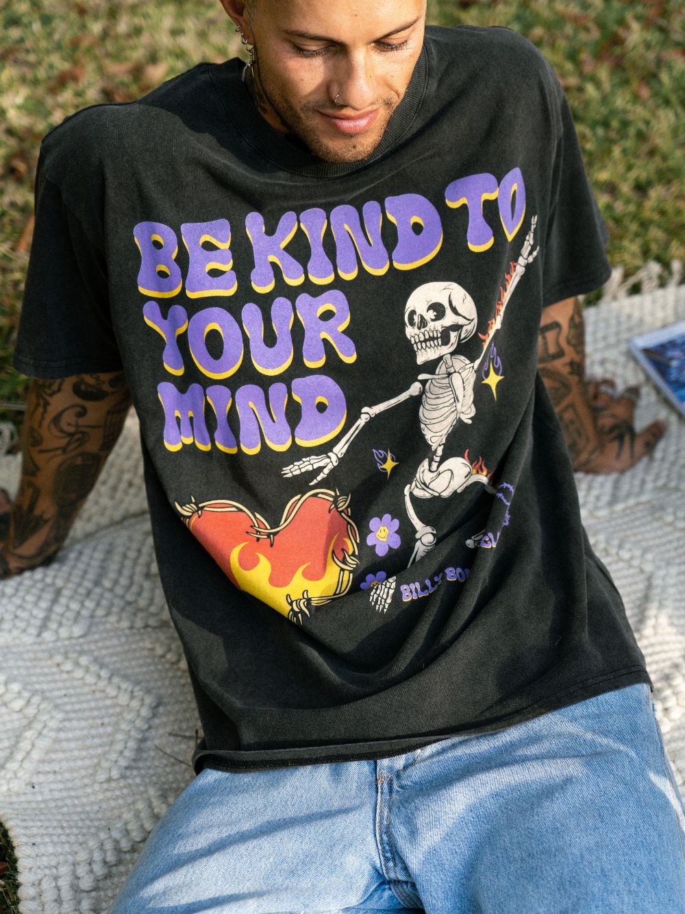 Be Kind To Your Mind Tee - Washed Black