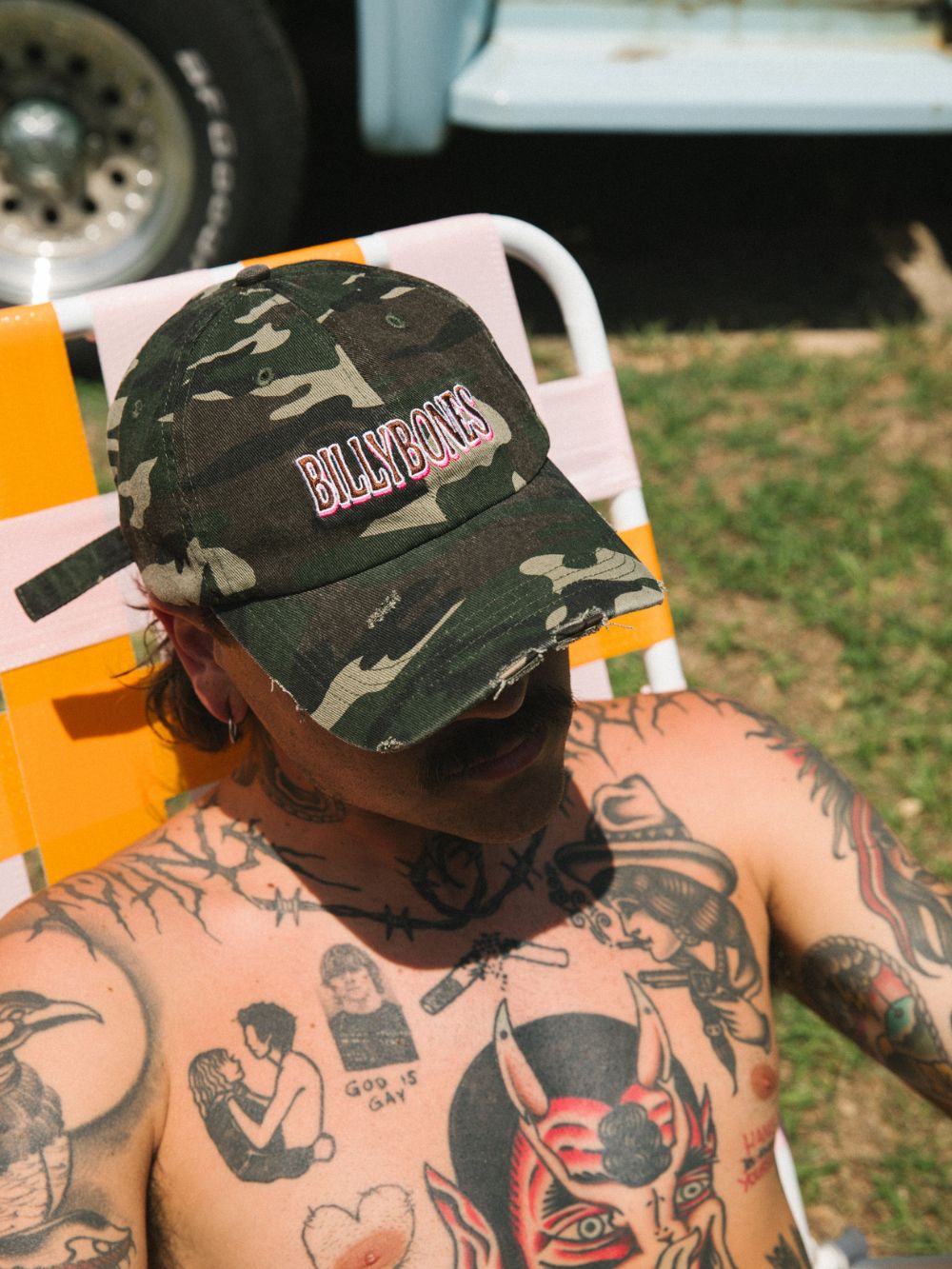 Feline Dad Cap - Distressed Camo