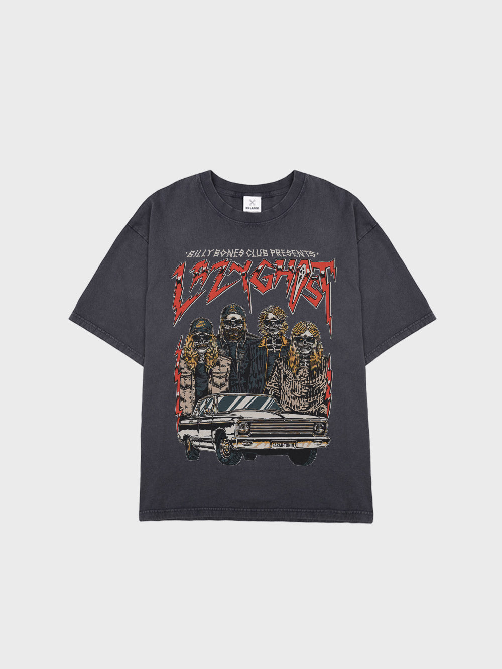 Lazy Ghost x Bones Collab Tee - Washed Black