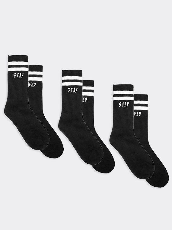 Stay Bad Socks 3 Pack - Black