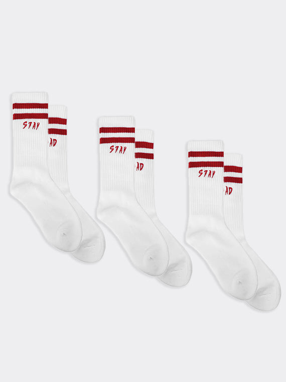 Stay Bad Socks 3 Pack - White