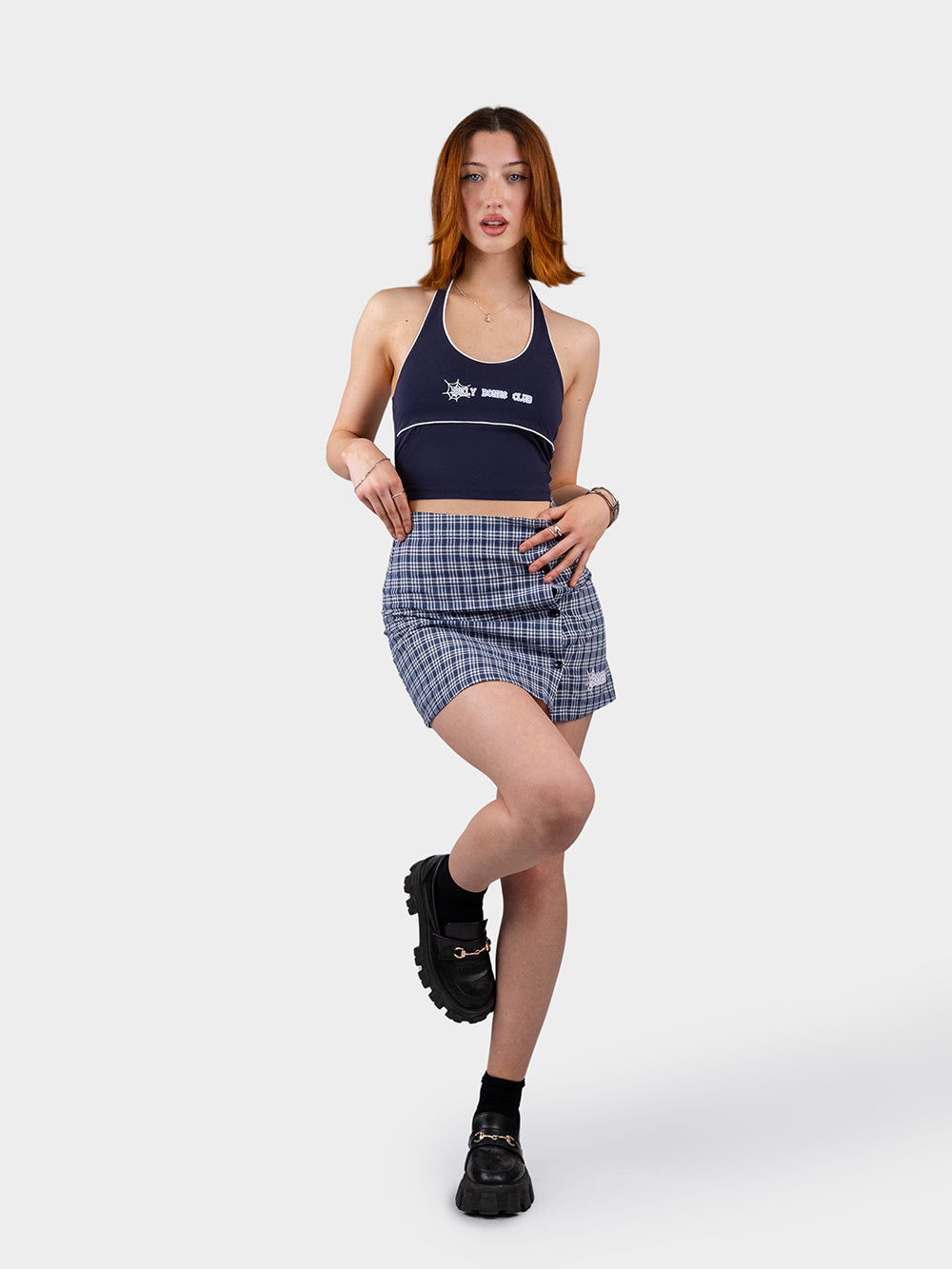 Small Steps Plaid Skirt - Navy